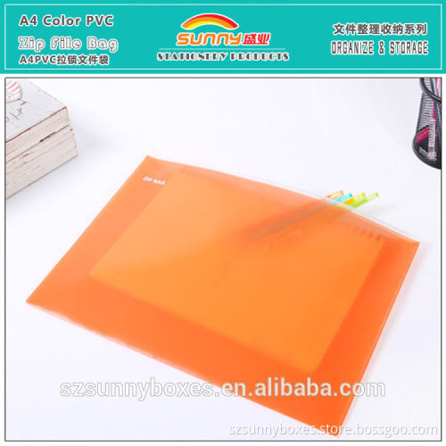 A4 Translucent Colorful PVC/Vinyl Zip Lock Document File Bag